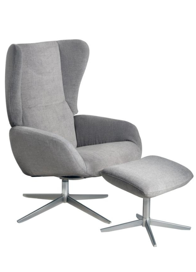 Fauteuil inclinable en tissu gris design + repose pieds - Cherif