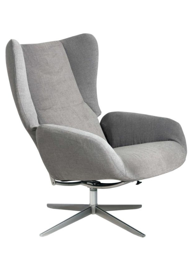 Fauteuil inclinable en tissu gris design + repose pieds - Cherif