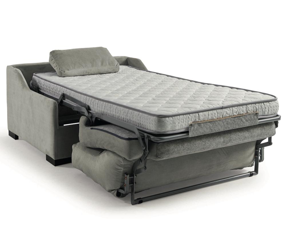 Fauteuil lit 1 place convertible rapido confortable tissu gris  - Gina