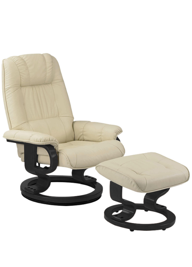 Fauteuil de relaxation inclinable cuir et pvc beige L 76cm - Excellina