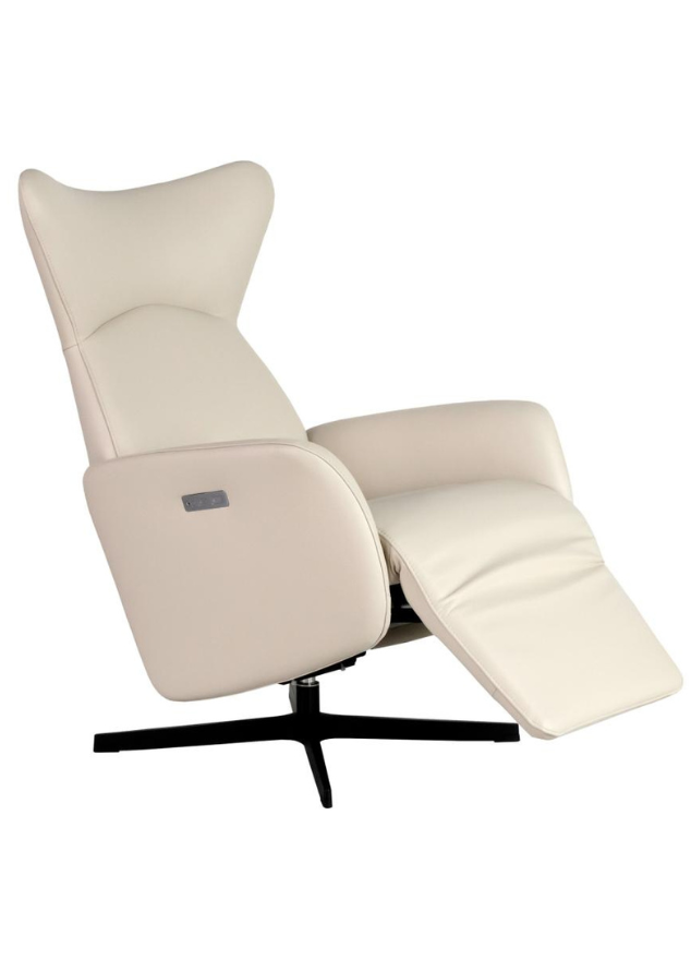 Fauteuil relax électrique en cuir beige design pivotant - Esodor