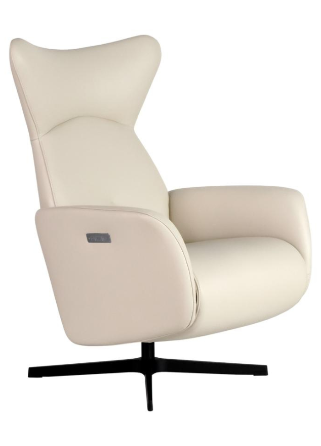 Fauteuil relax électrique en cuir beige design pivotant - Esodor