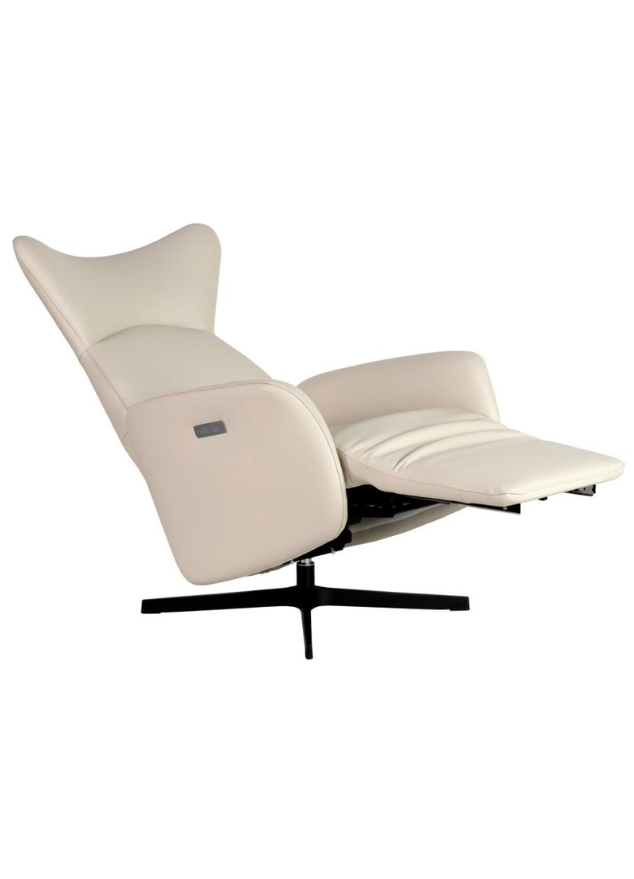 Fauteuil relax électrique en cuir beige design pivotant - Esodor