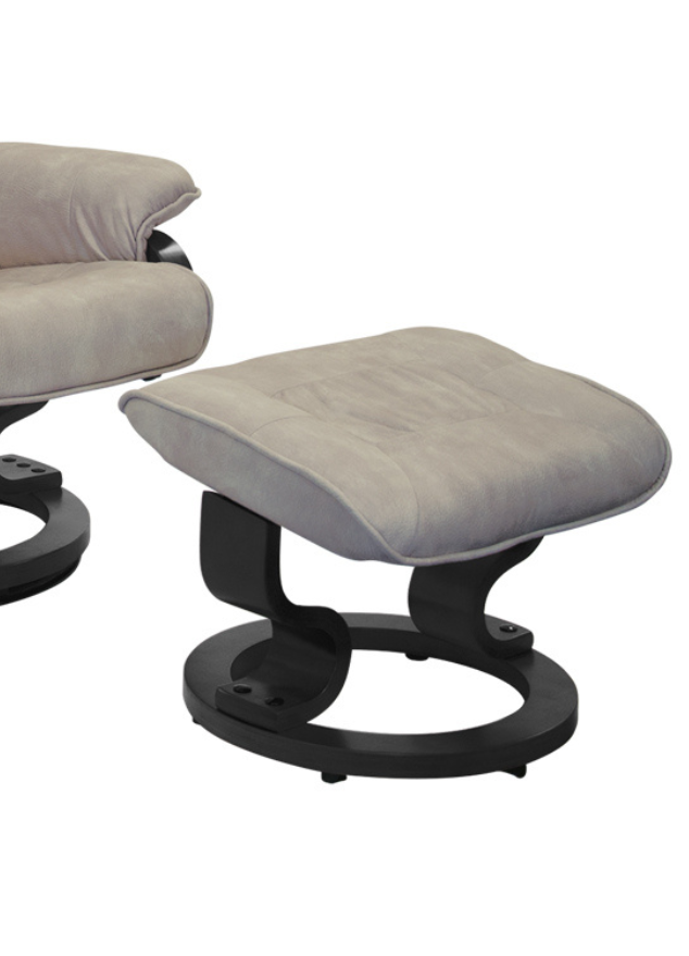 Fauteuil relax inclinable tissu pieds bois + pouf - Excellina