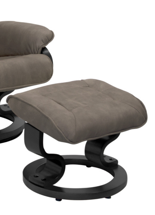 Fauteuil relax inclinable tissu brun + pouf - Excellina