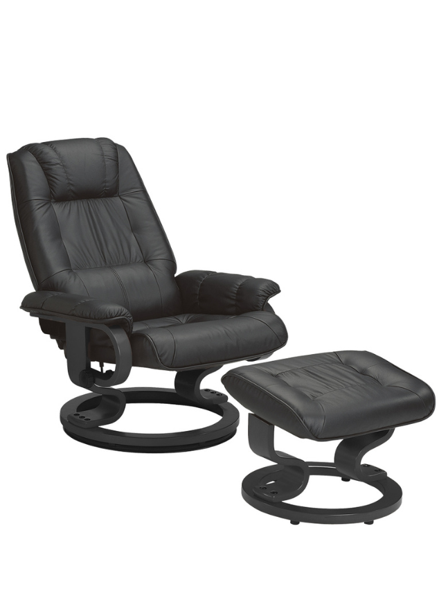 Fauteuil relax design inclinable en cuir noir L 76cm - Excellina