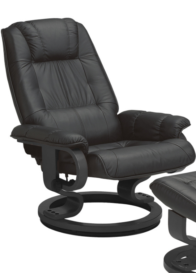 Fauteuil relax design inclinable en cuir noir L 76cm - Excellina