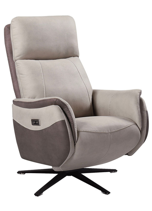 Fauteuil de relaxation électrique tissu taupe design - Creed