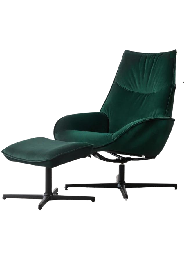 Fauteuil relax inclinable tissu velours vert - Daly