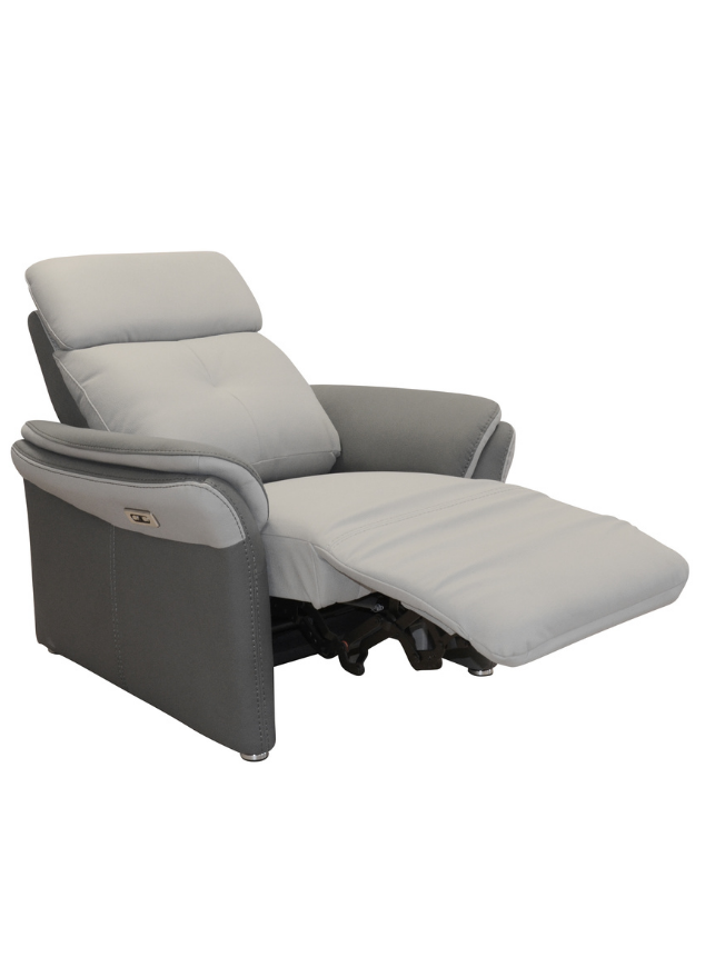 Fauteuil relaxation électrique confortable en tissu gris clair - Gerry