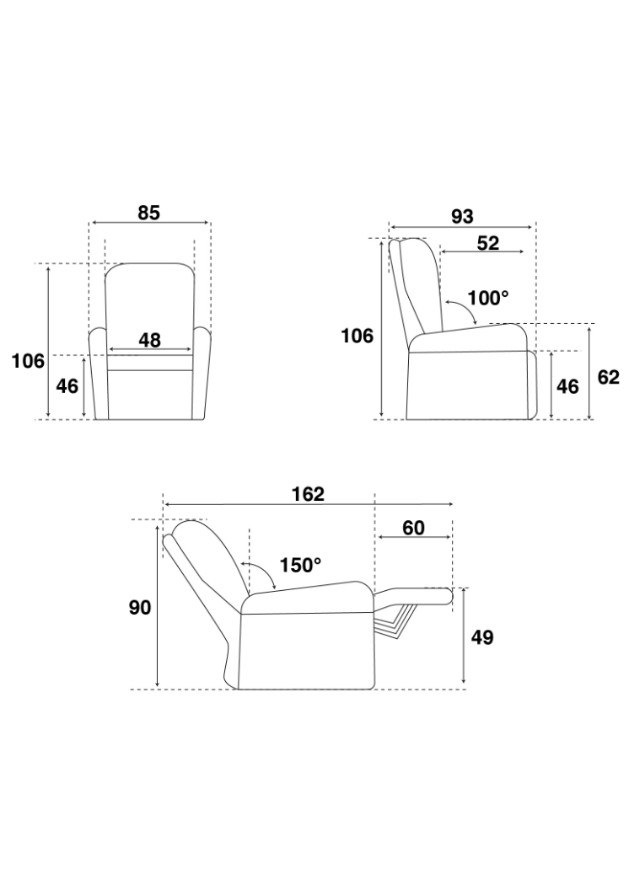 Fauteuil relaxation électrique confortable en tissu gris clair - Gerry