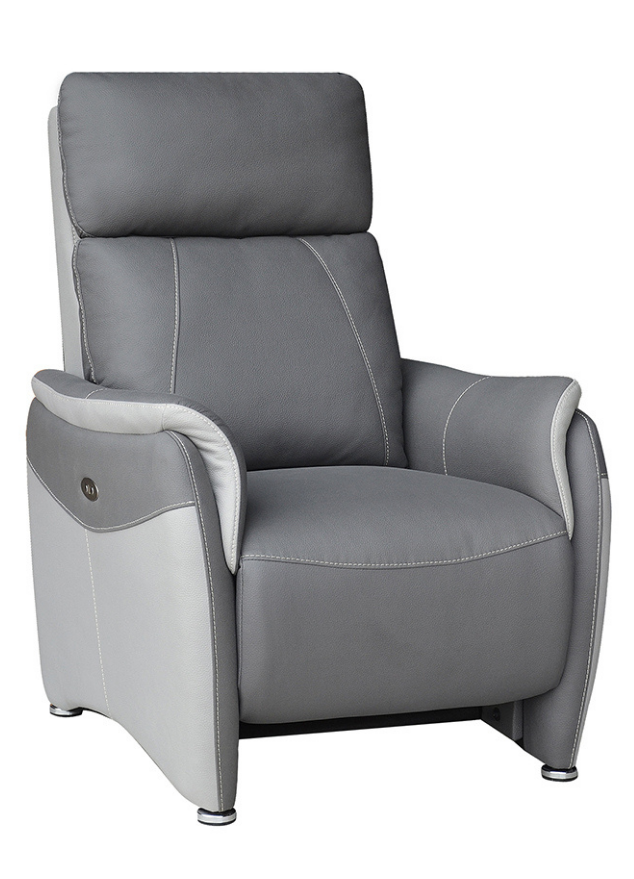 Fauteuil relaxation électrique tissu effet cuir gris - Calvin