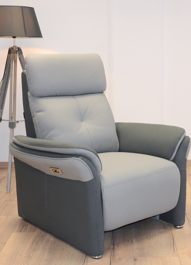 Fauteuil relaxation électrique confortable en tissu gris clair - Gerry