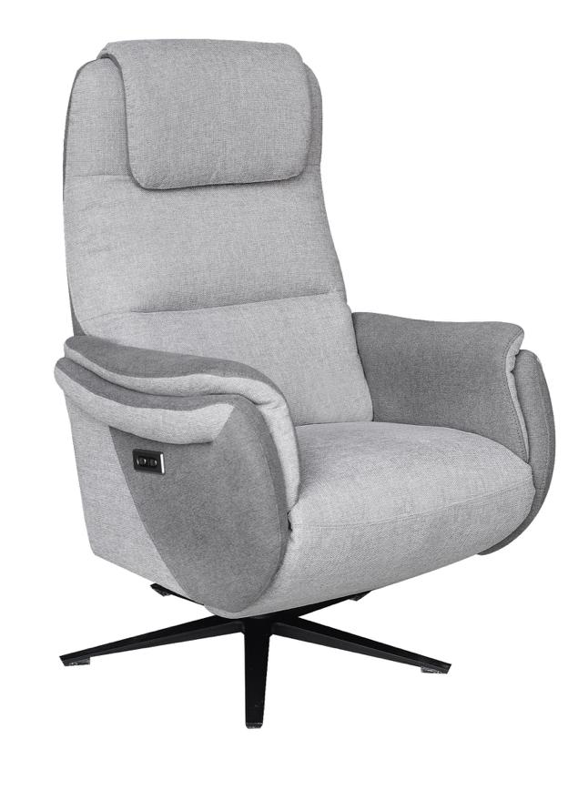 Fauteuil relaxation électrique moderne tissu gris - Zelda