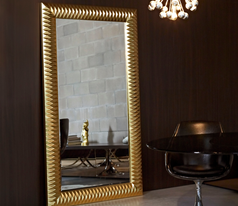 Grand miroir mural design moderne rectangulaire gold - Nickyta