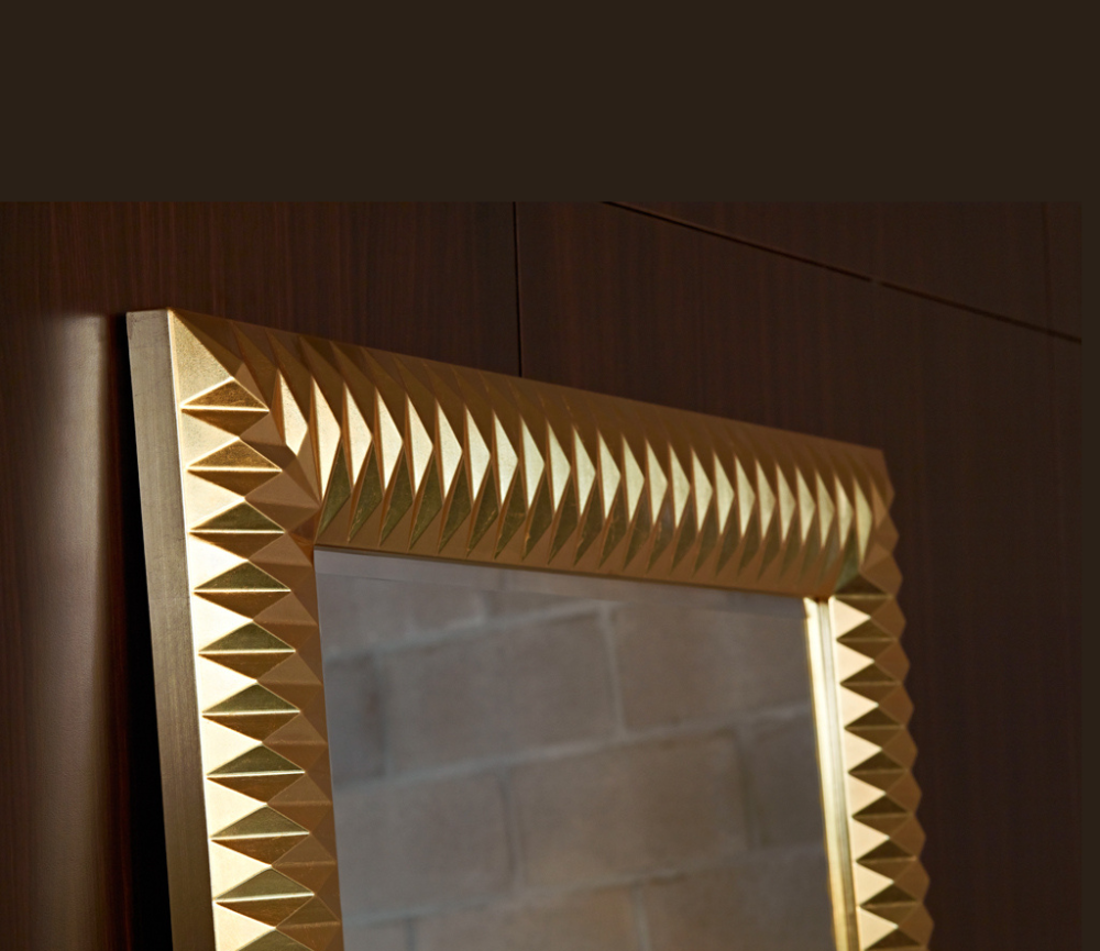 Grand miroir mural design moderne rectangulaire gold - Nickyta