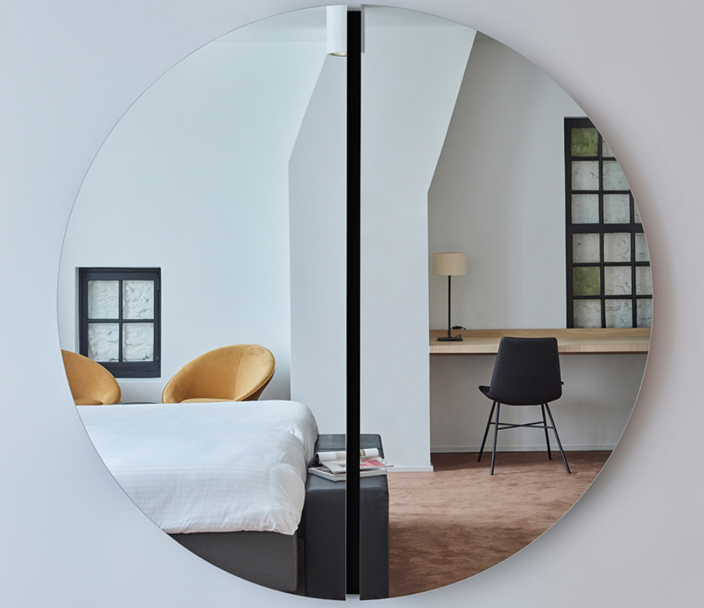 Grand miroir rond noir mural design 150cm - Lunalla