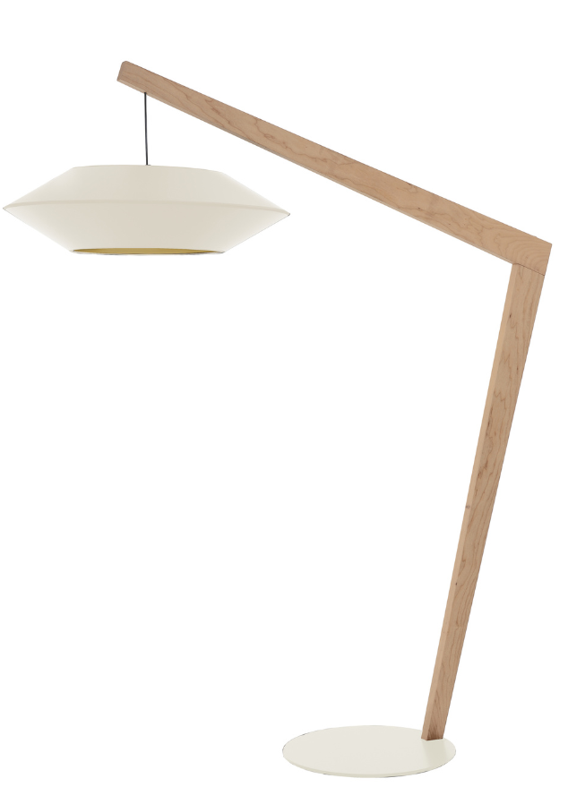 Lampadaire arc de salon bois naturel design  - Ovnita