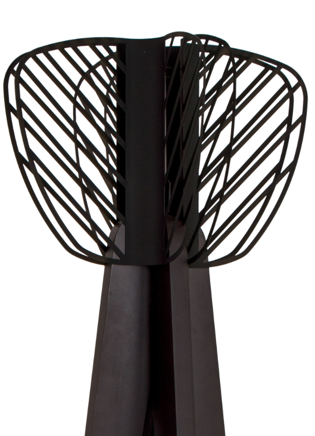 Lampadaire design italien noir métal et bois - Heliona