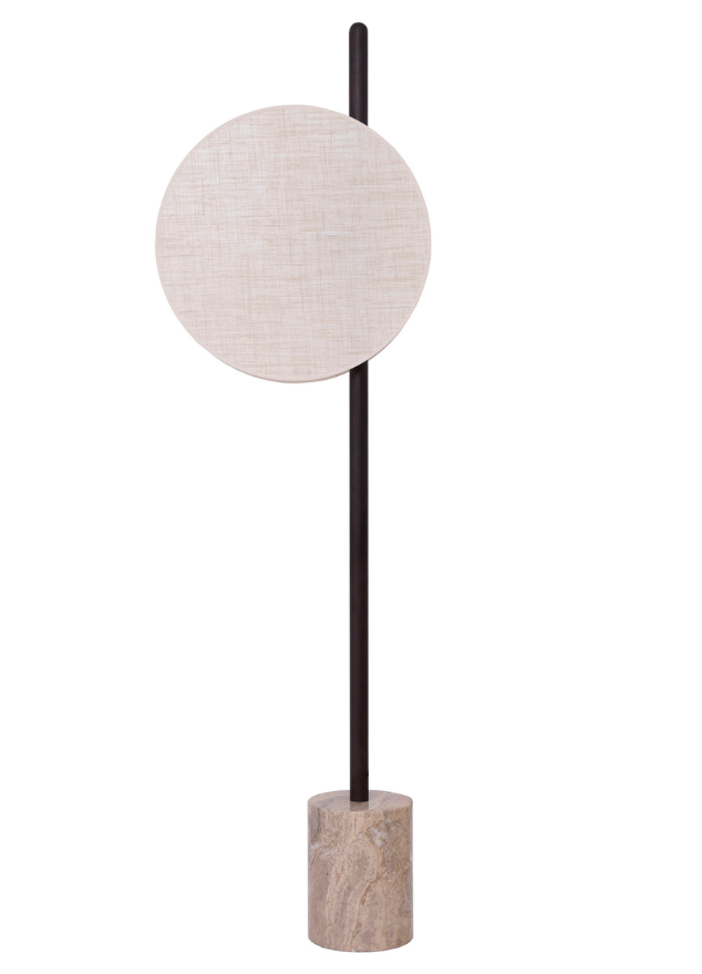 Lampadaire design bois noir et abat jour beige - Milanor