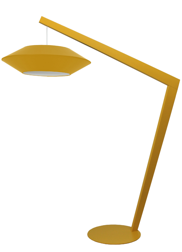 Lampadaire design bois jaune moutarde   - Ovnita