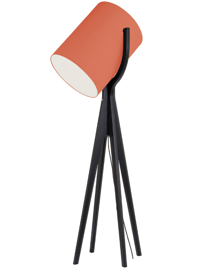 Lampadaire de salon bois noir et abat jour orange moderne  - Shootinga