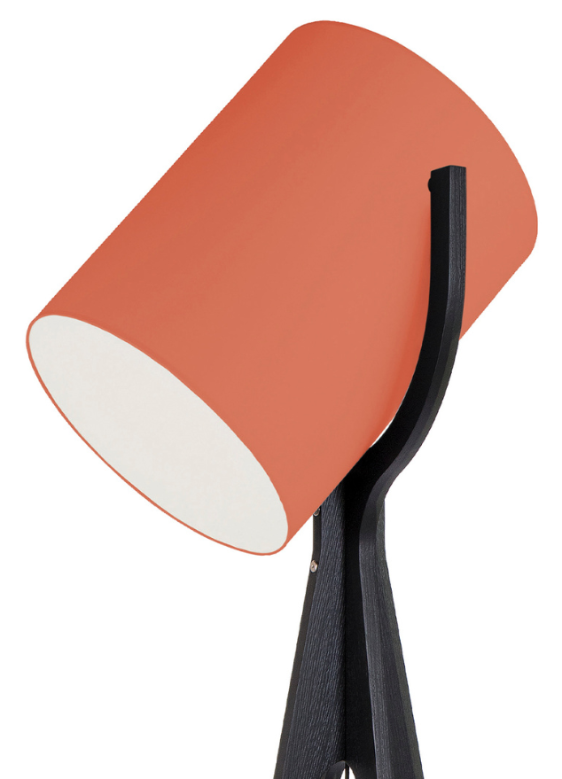 Lampadaire de salon bois noir et abat jour orange moderne  - Shootinga