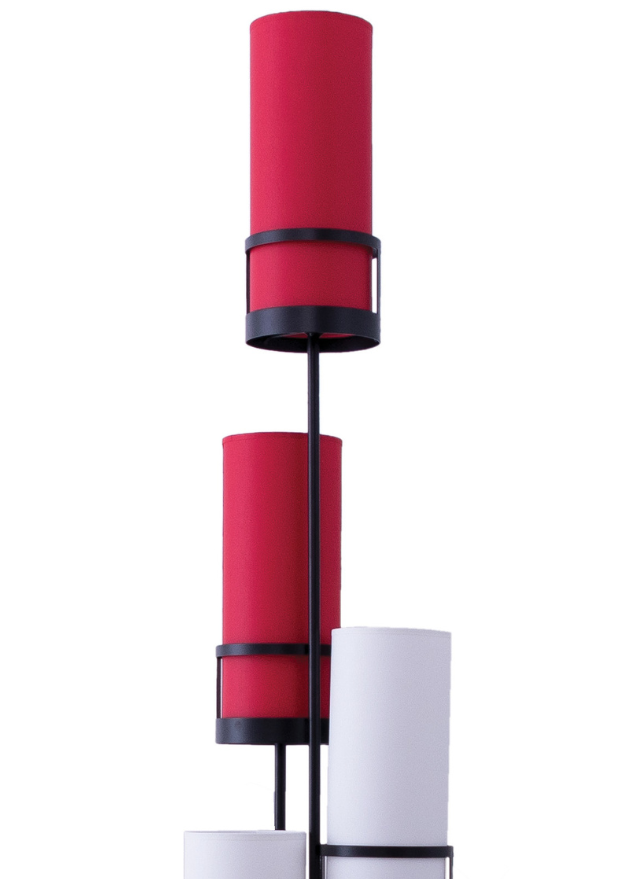 Lampadaire moderne au design italien blanc rouge noir - Sixteen