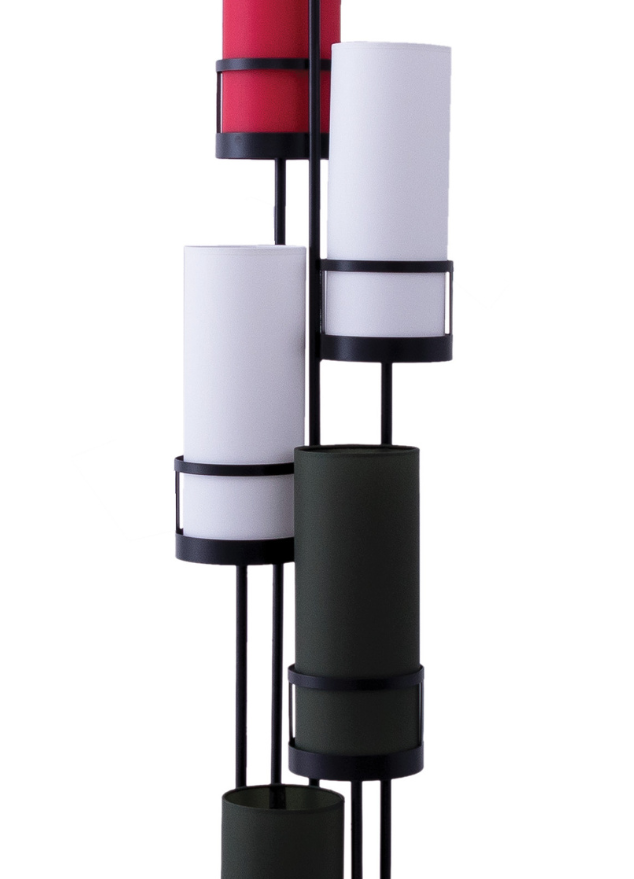 Lampadaire moderne au design italien blanc rouge noir - Sixteen