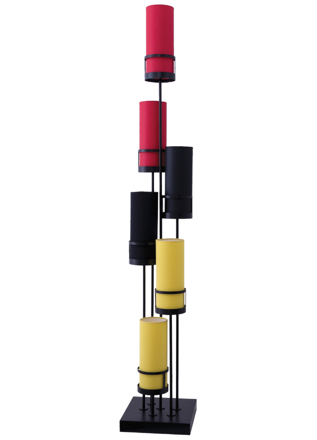 Lampadaire salon design luxe italien jaune noir rouge - Sixteen