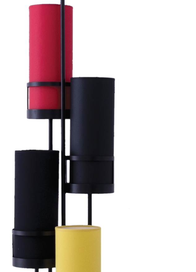 Lampadaire salon design luxe italien jaune noir rouge - Sixteen