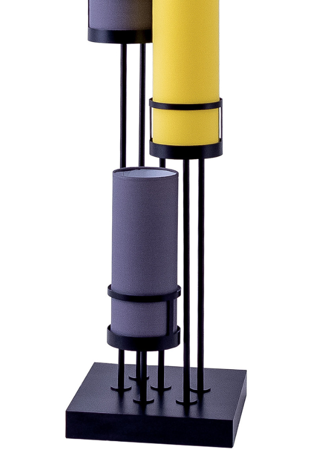 Lampadaire moderne au design gris jaune noir - Sixteen