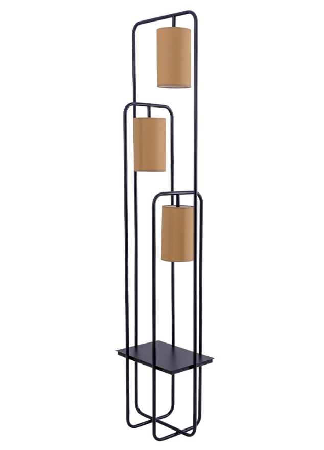 lampadaire moderne en métal noir et abat jour moutarde - Souffle d'intérieur - Flamluce