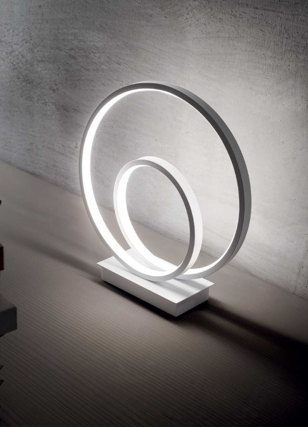 Lampe à poser design de table ronde led blanche - Ozo