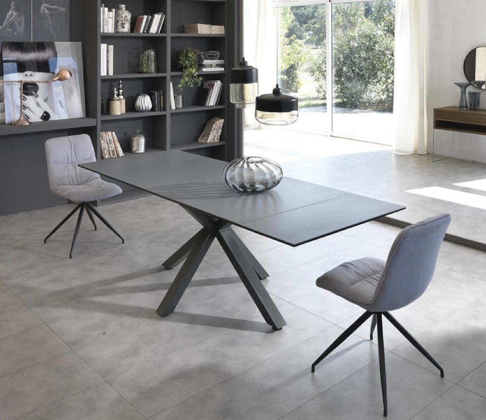 Table céramique extensible gris foncé rectangulaire L 160cm - Stan