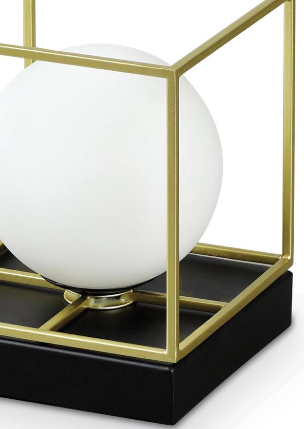 Lampe à poser design de table noir et doré carré - Line