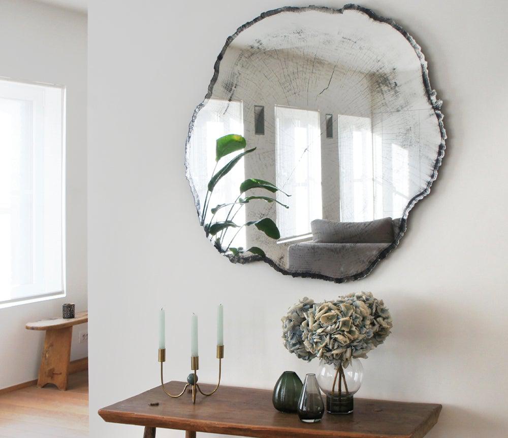 Miroir mural design effet tronc d'arbre coupé