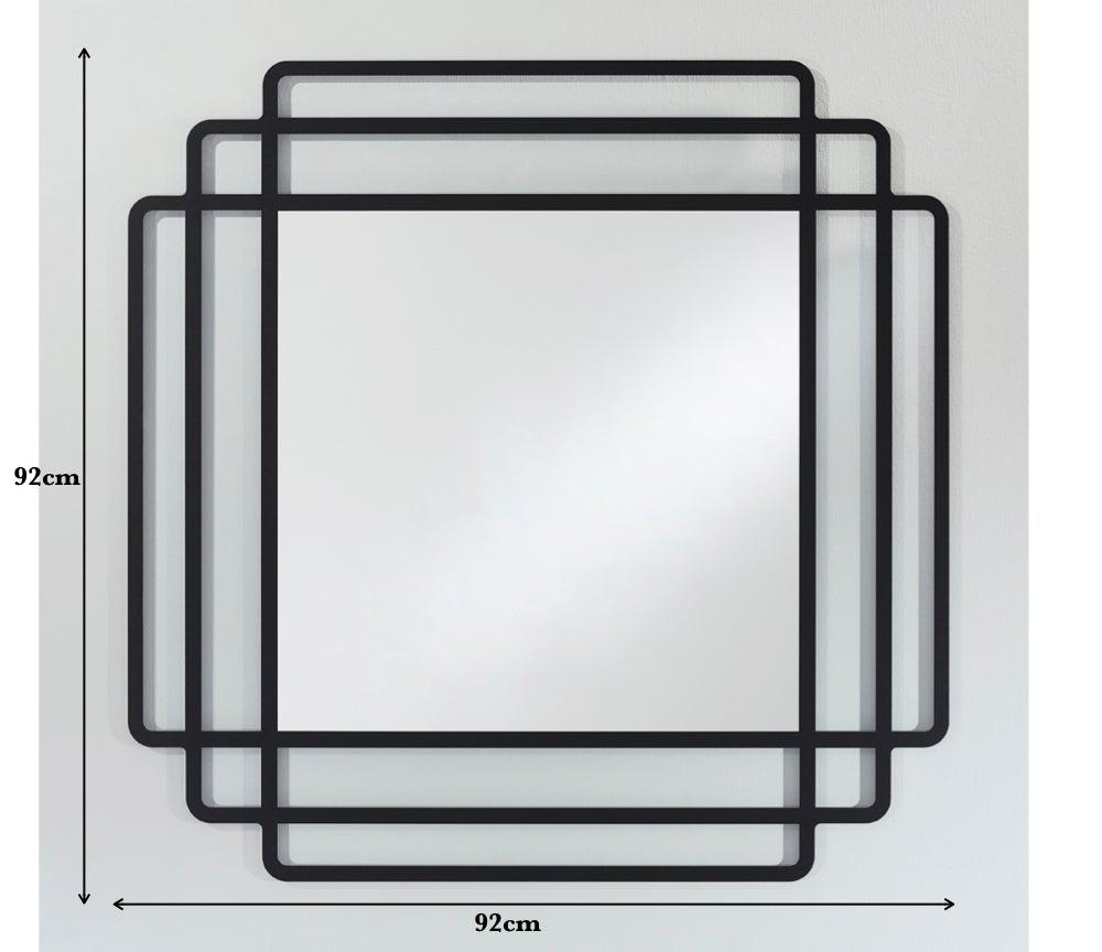 Miroir mural design moderne carré contour noir 92cm x 92cm - Jessy