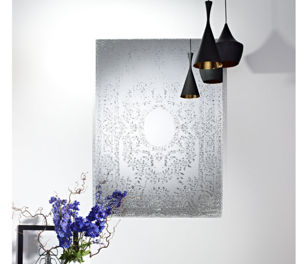 Miroir mural rectangulaire design Olivier – vue de face – décoration à motif