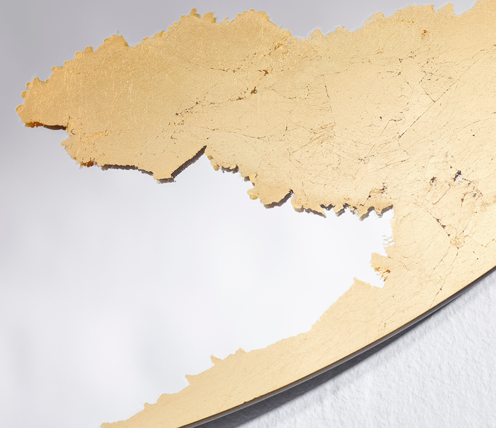 zoom sur detail miroir rond doré - Souffle d'intérieur