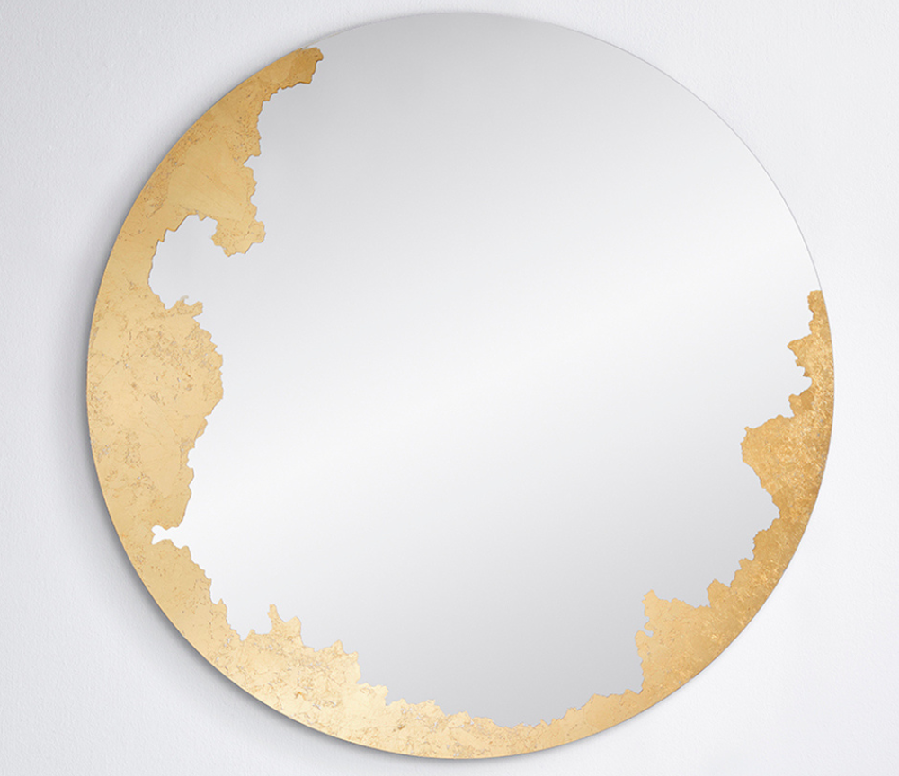 zoom sur detail miroir rond doré - Souffle d'intérieur