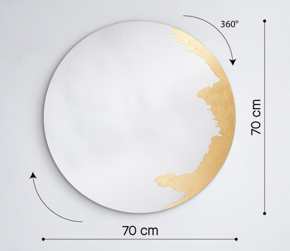 Miroir rond doré mural moderne 70cm - Ornatol