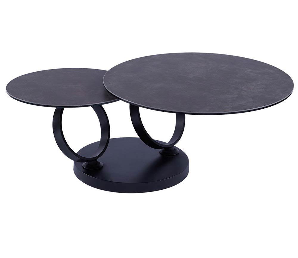 Table basse céramique gris foncé ronde pivotante design - Rose