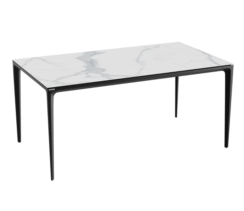 Table céramique rectangulaire marbre blanc L 160, 180, 200, 220, ou 240cm - Valenciana