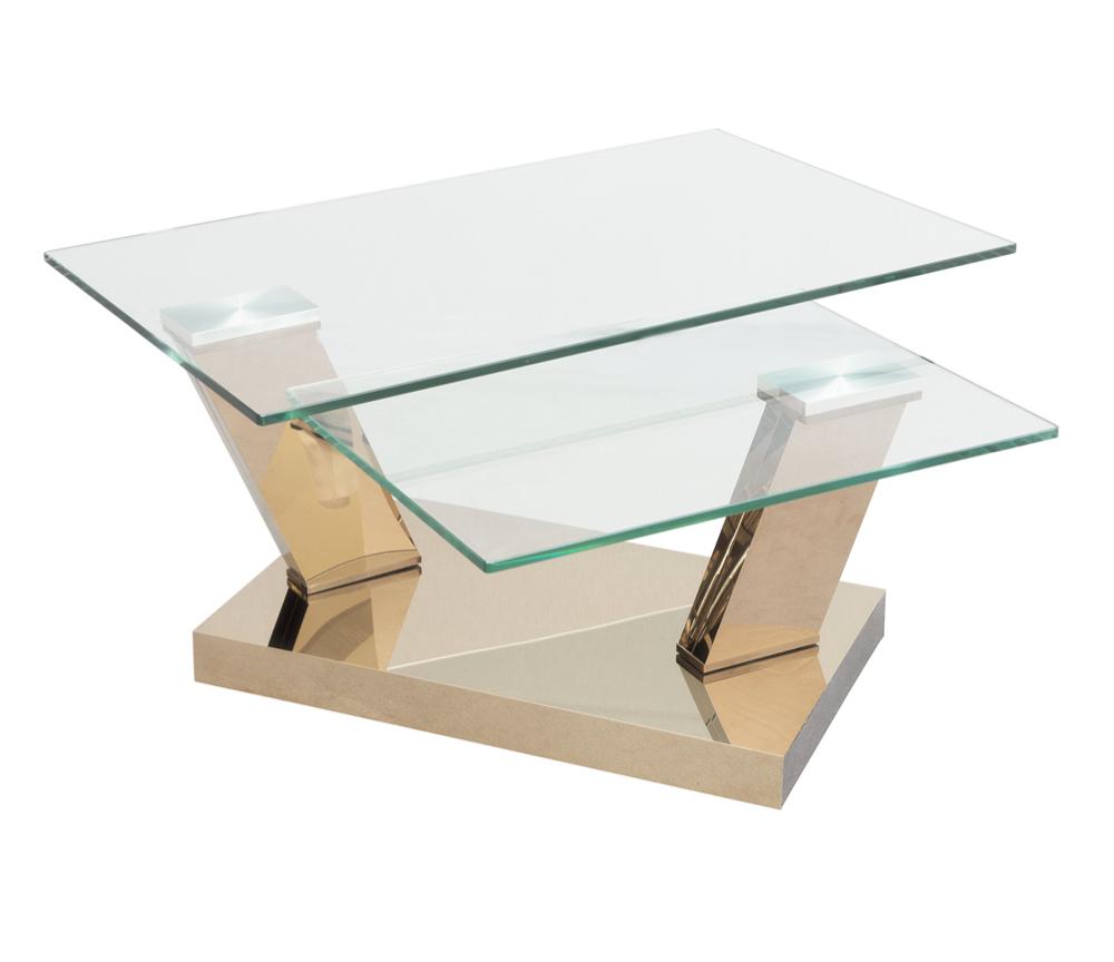 Table basse verre moderne pivotante pied doré - Souffle d'intérieur