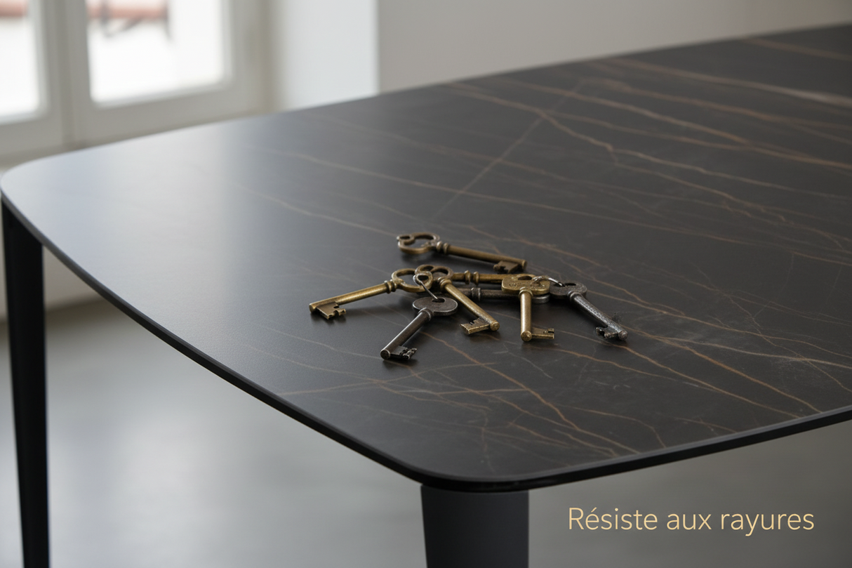 table basse carré marbre gold ceramique grise - souffle d'interieur