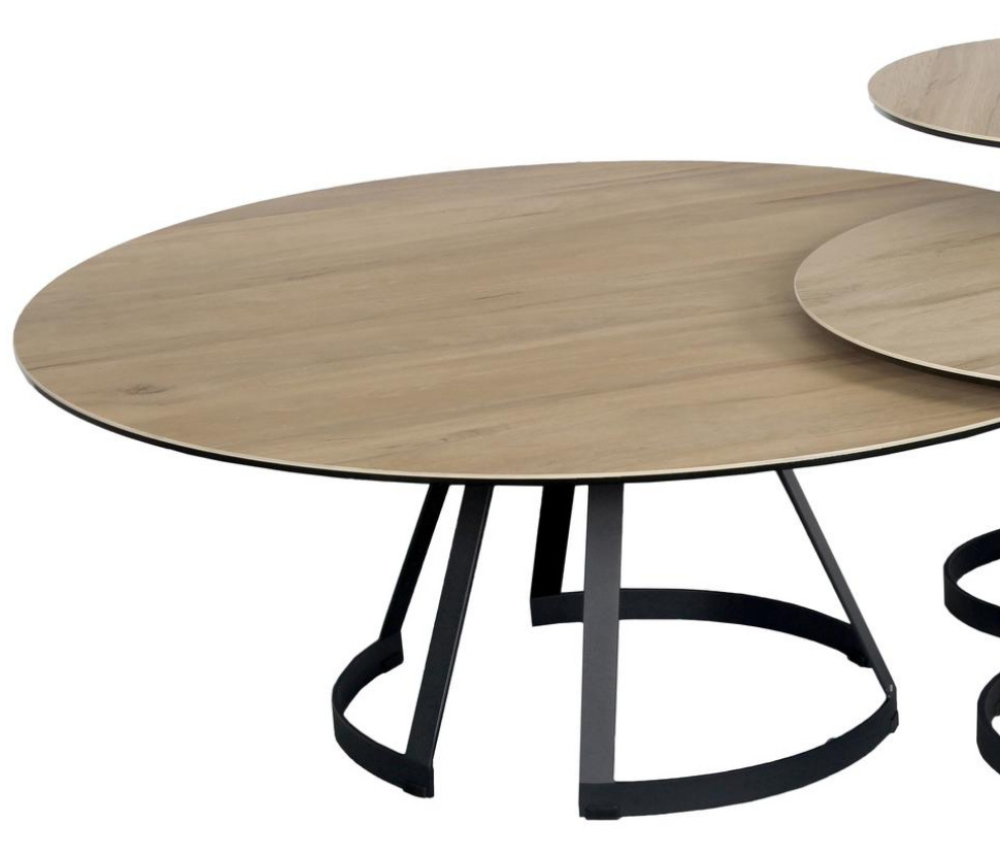 Table basse ronde céramique bois design - Bonila