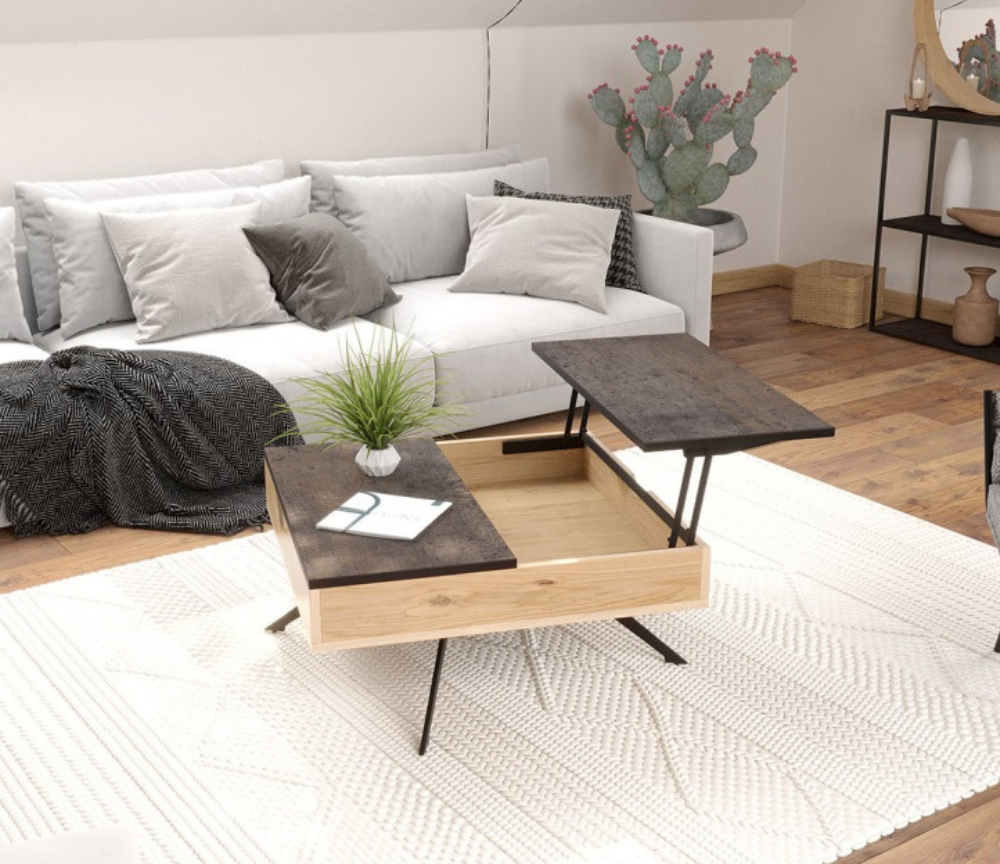 Table basse plateau relevable céramique design carré - Souffle d'intérieur