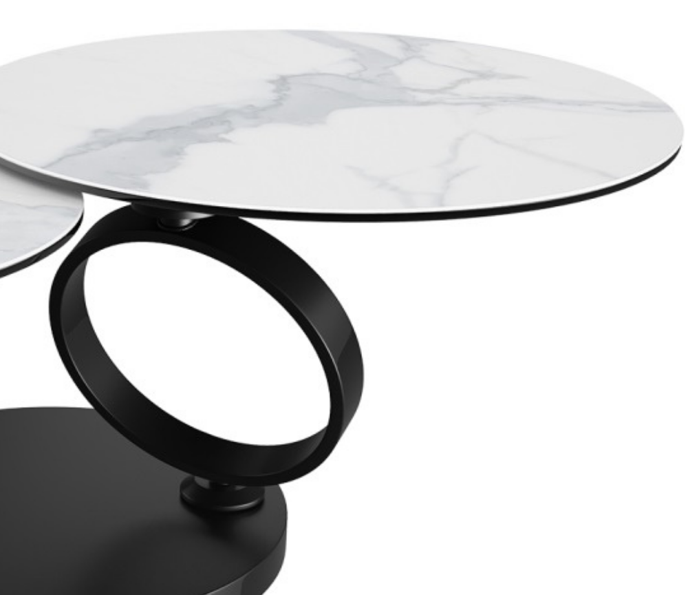 Table basse céramique marbre clair pivotante ronde - Rosy