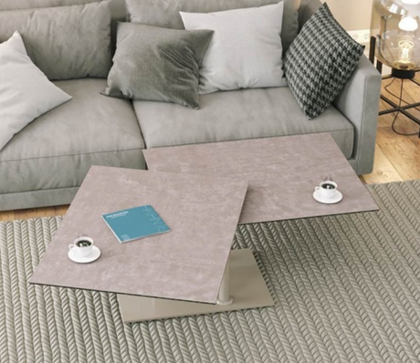table de salon basse céramique taupe contemporaine - Souffle d'intérieur